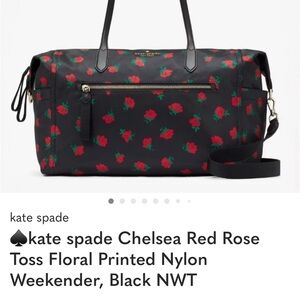 Kate Spade Black and Red Floral Travel Bag